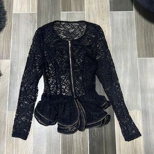 Elegant Black Lace Peplum Top